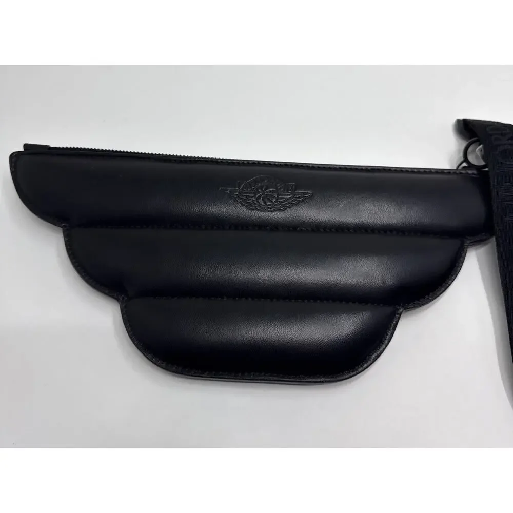 Air Jordan Wings Leather Pouch Clutch Bag with Wrist Strap, MADE IN ITALY